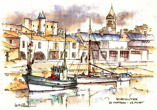 Le port de Noirmoutier  ...   Aquarelle de B. Tessier !