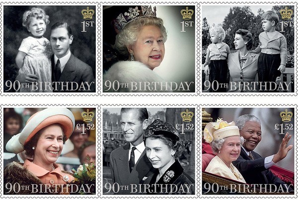 Timbres du 90ème anniversaire de la Reine  ...