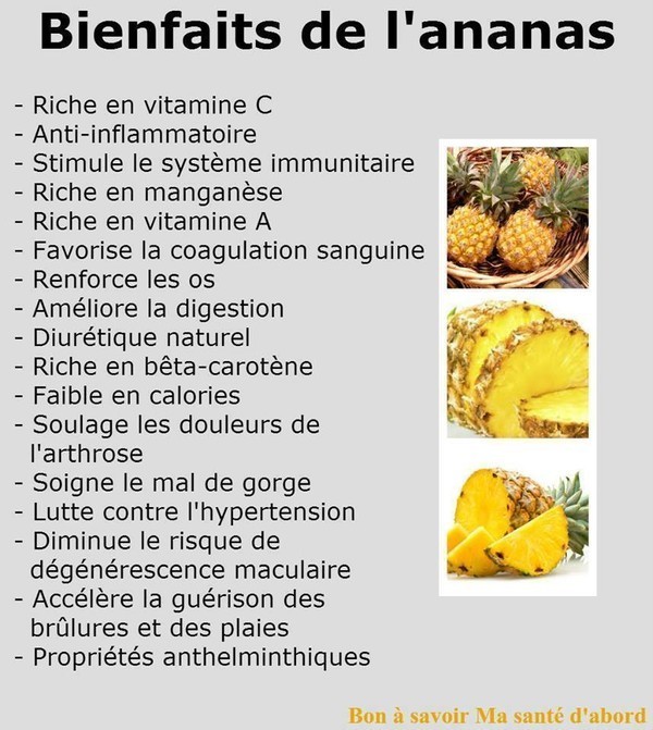 Les bienfaits de l' Ananas ... pour la santé !