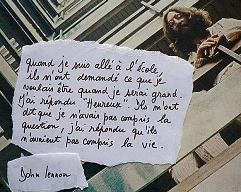Belle citation signée  John Lennon  ...  Imagine  !