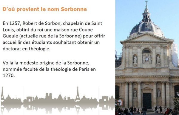 D'où provient le nom Sorbonne    ...