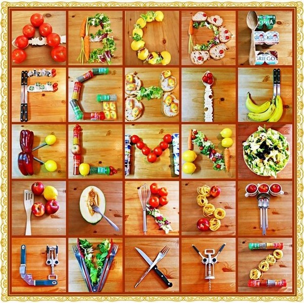 Alphabet comestible   ...  il joint l'utile à l'agréable !