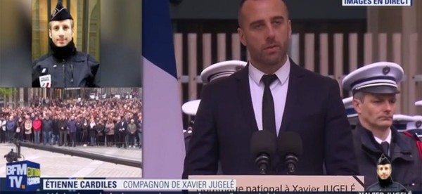 Hommage au policier tué en présence de Macron et Le Pen !