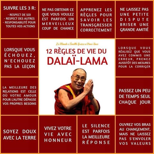 Les 12 règles de vie   ...  du Dalaï Lama !