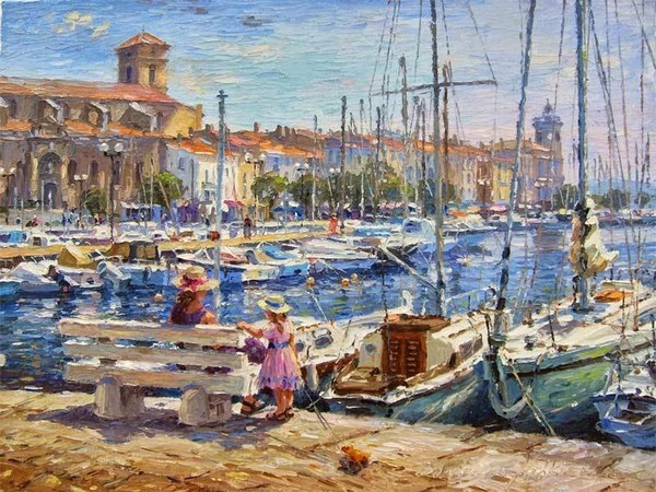Port de St-Tropez : Peinture de Barbara Jaskiewicz !