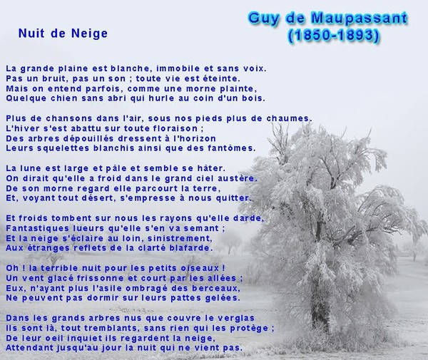 Poème de Guy de Maupassant ... " L'Hiver " !