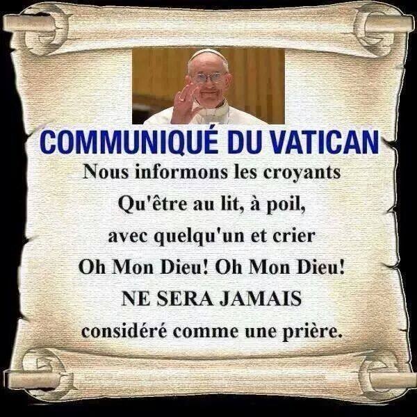 Communiqué du Vatican ... à lire attentivement !
